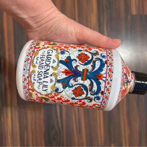 (2) bottles Gardenia Lily Hand Soap with Vibrant Design two bottles of soap